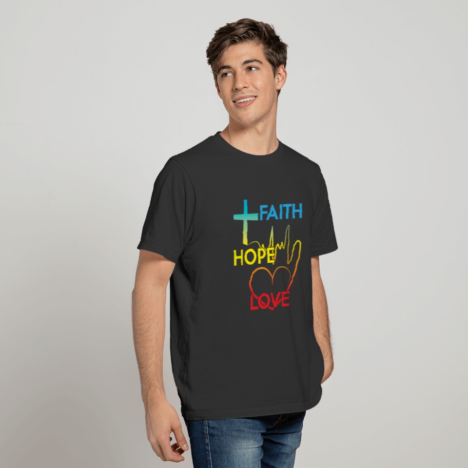 Faith Hope Love Colorful Christian Gift T Shirts