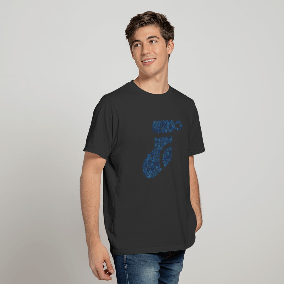 Snow Wordcloud of a christmas sock form (blue) T Shirts