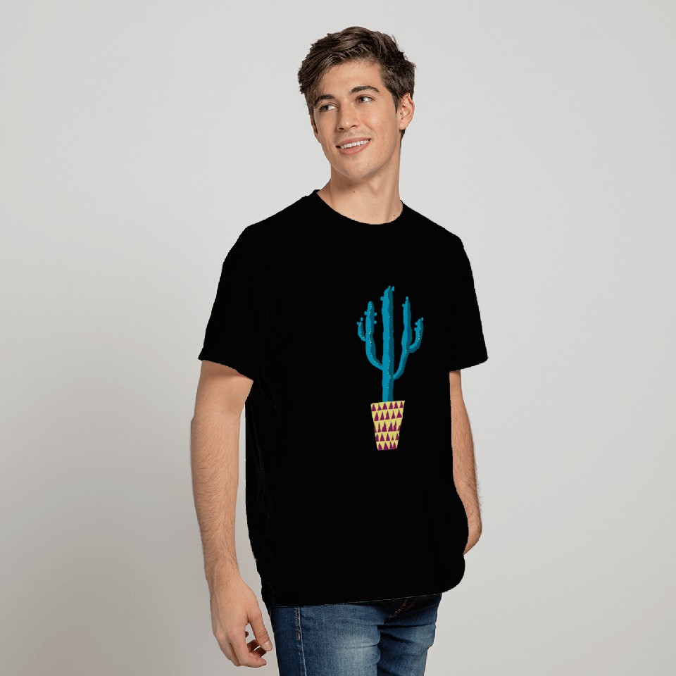 Cactus in a Triangle Patterned Pot T Shirts