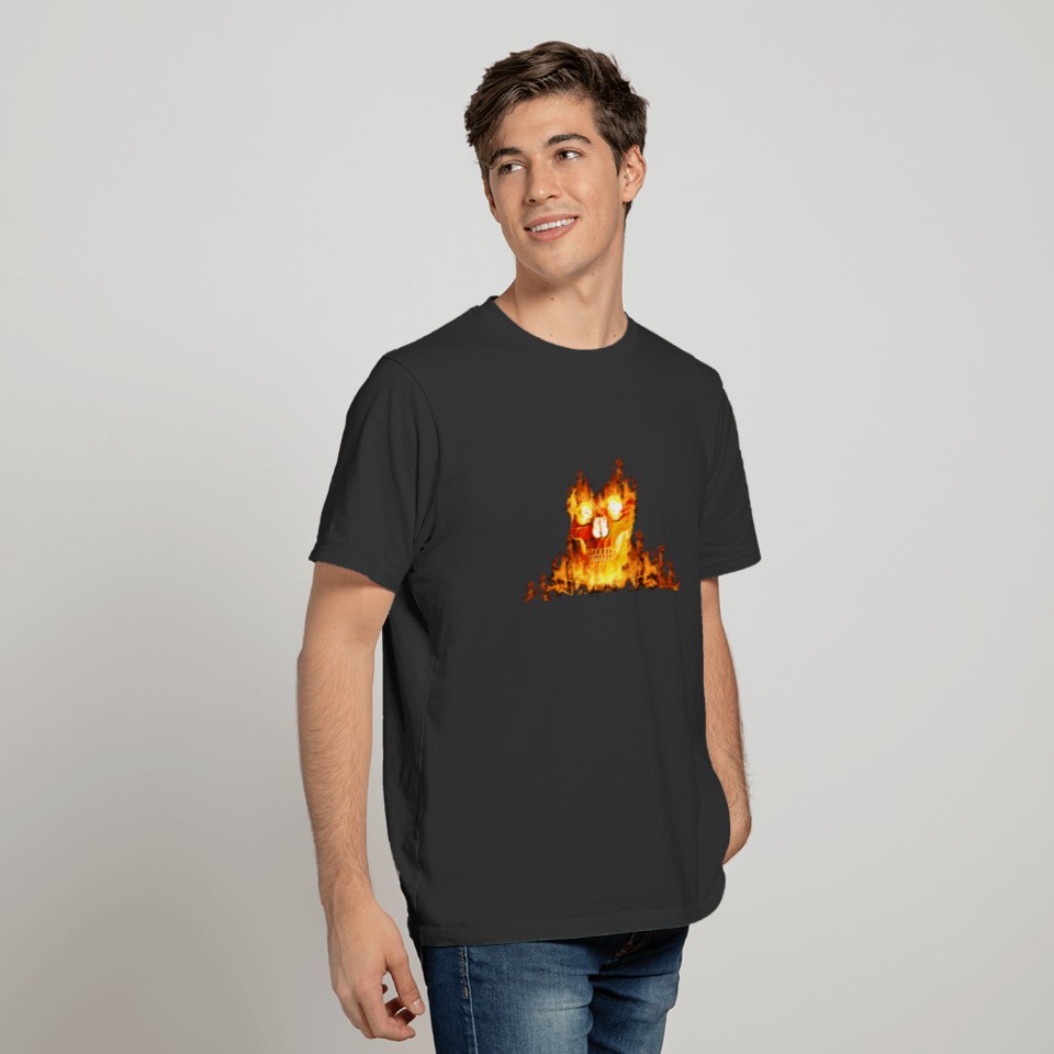 Burning Skull Halloween Scary Face Ghost Design T-shirt