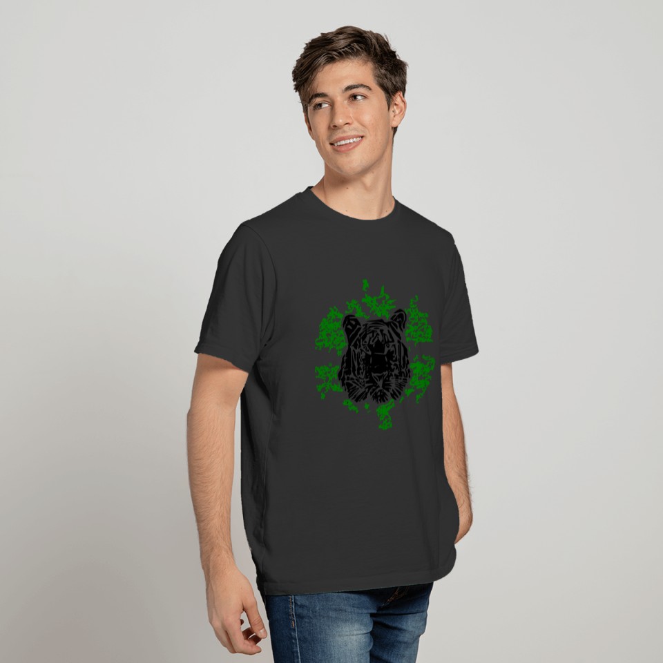 tiger jungle black green T Shirts