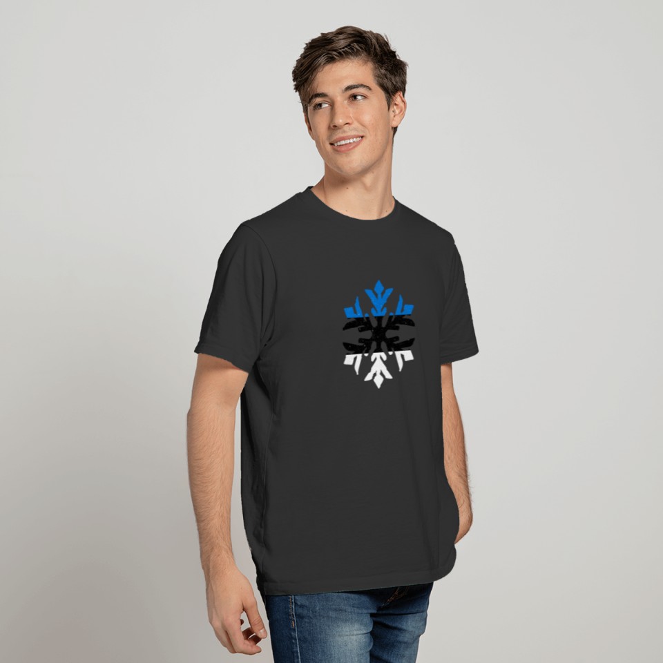 Estonia Flag Winter Snowflake Design T-shirt
