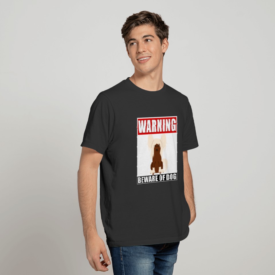 Warning Chinese Crested Dog Beware Of Dog T-shirt