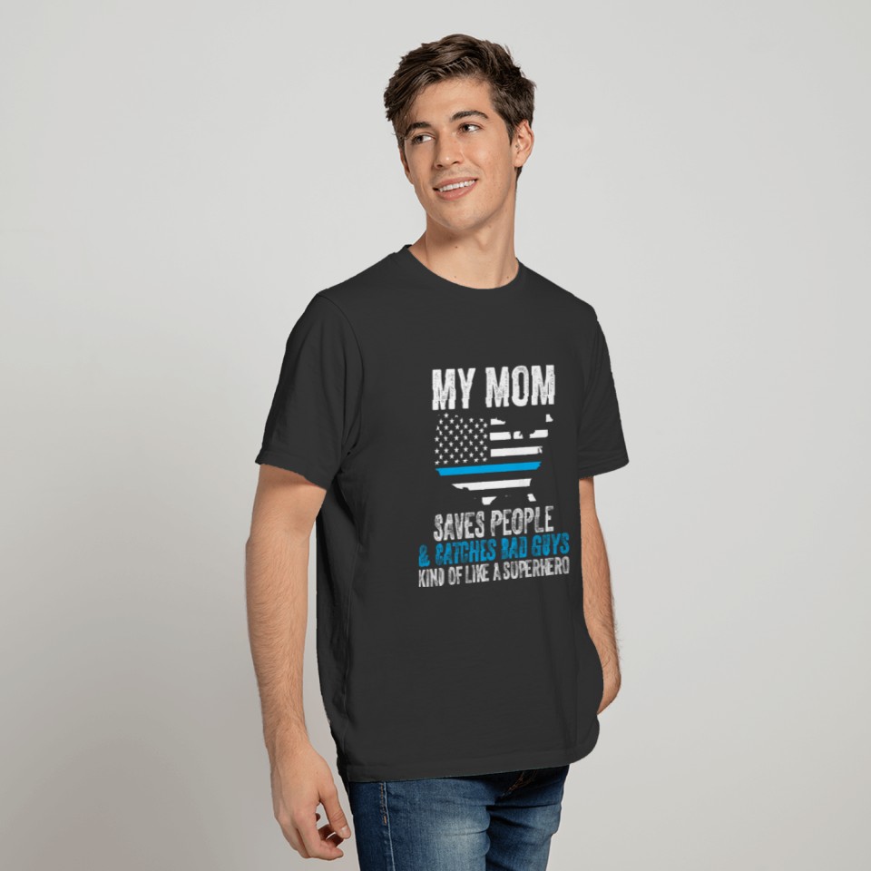 Proud Police Officer Mom! Thin Blue Line Shop T-shirt