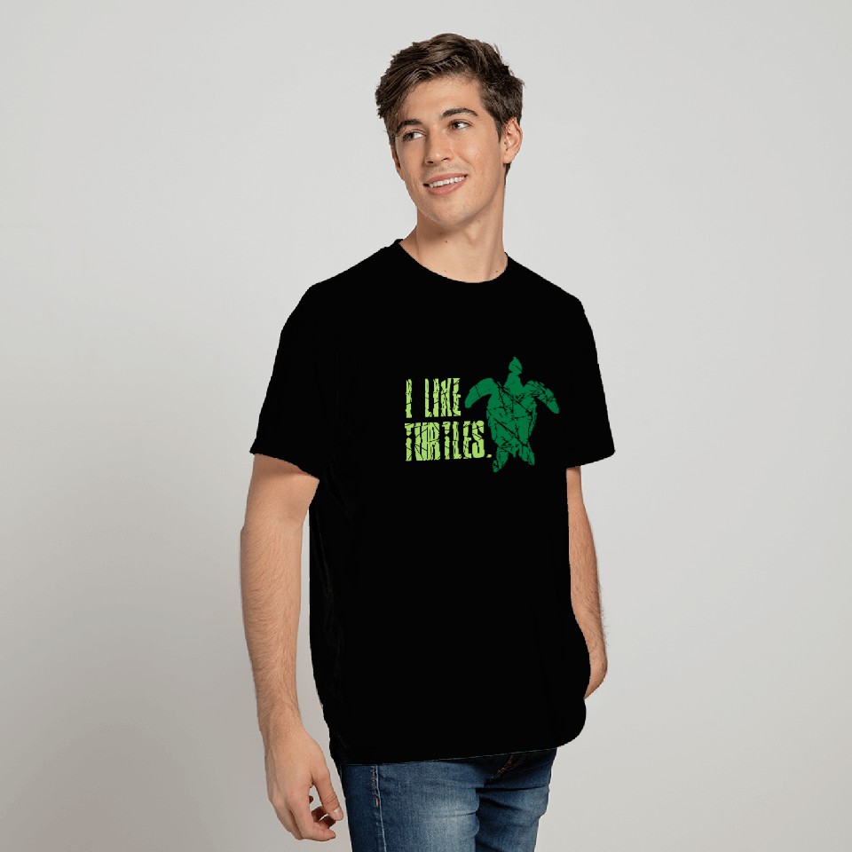 i like turtles sea turtle silhouette outline shado T Shirts