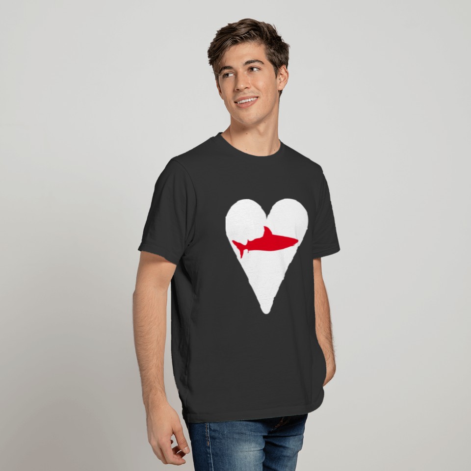 shark with heart T-shirt