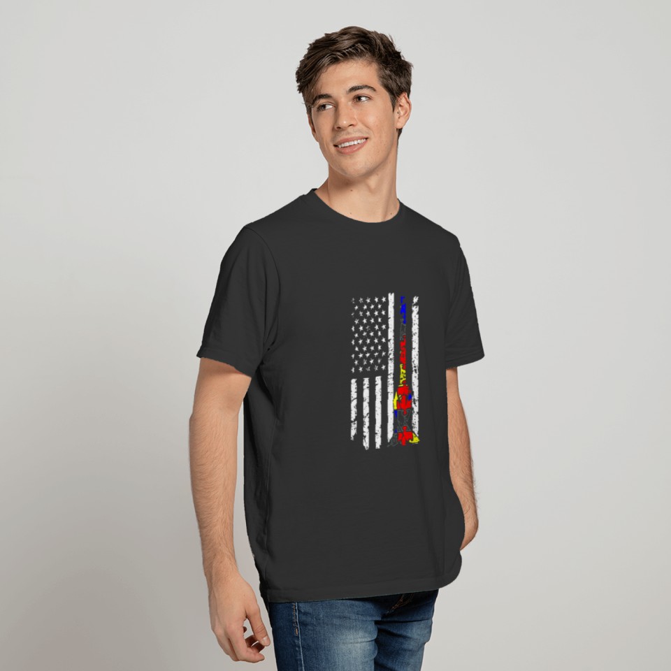 Autism Awareness Day American Flag Shirt Autism T-shirt