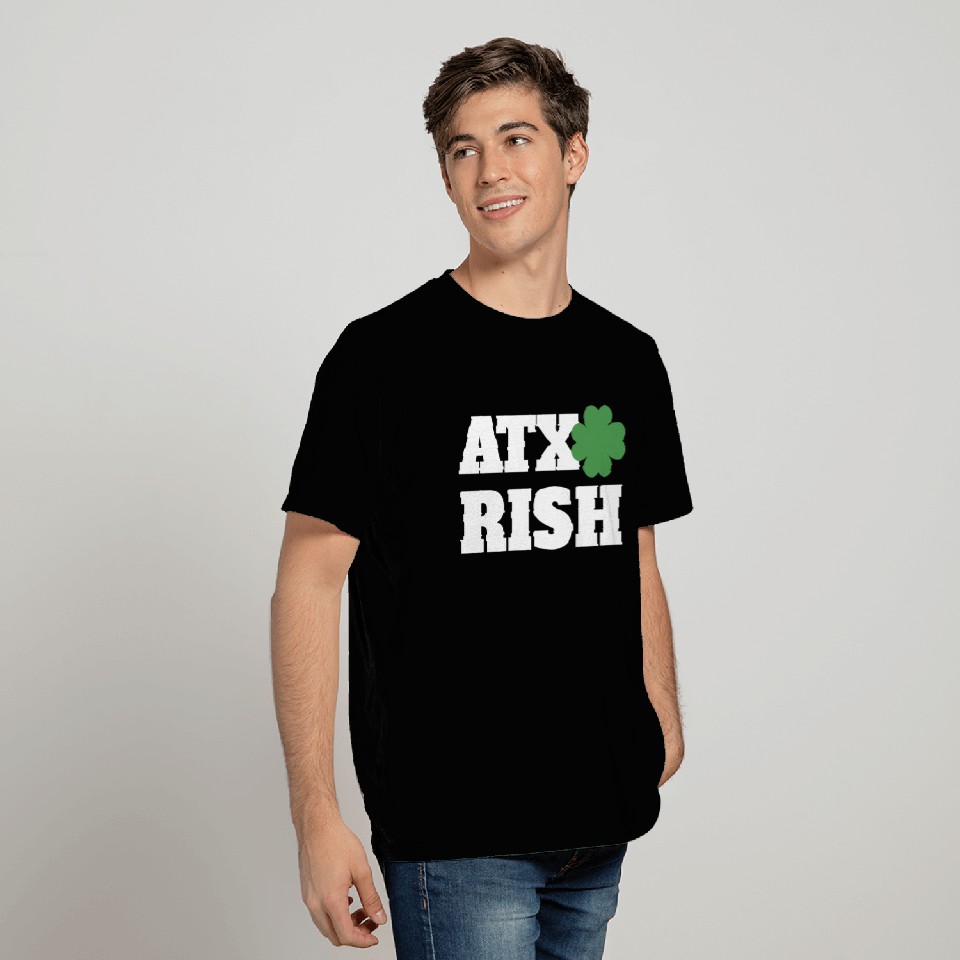 ATX Irish as Austin Texas Irish with Shamrock T Shirts
