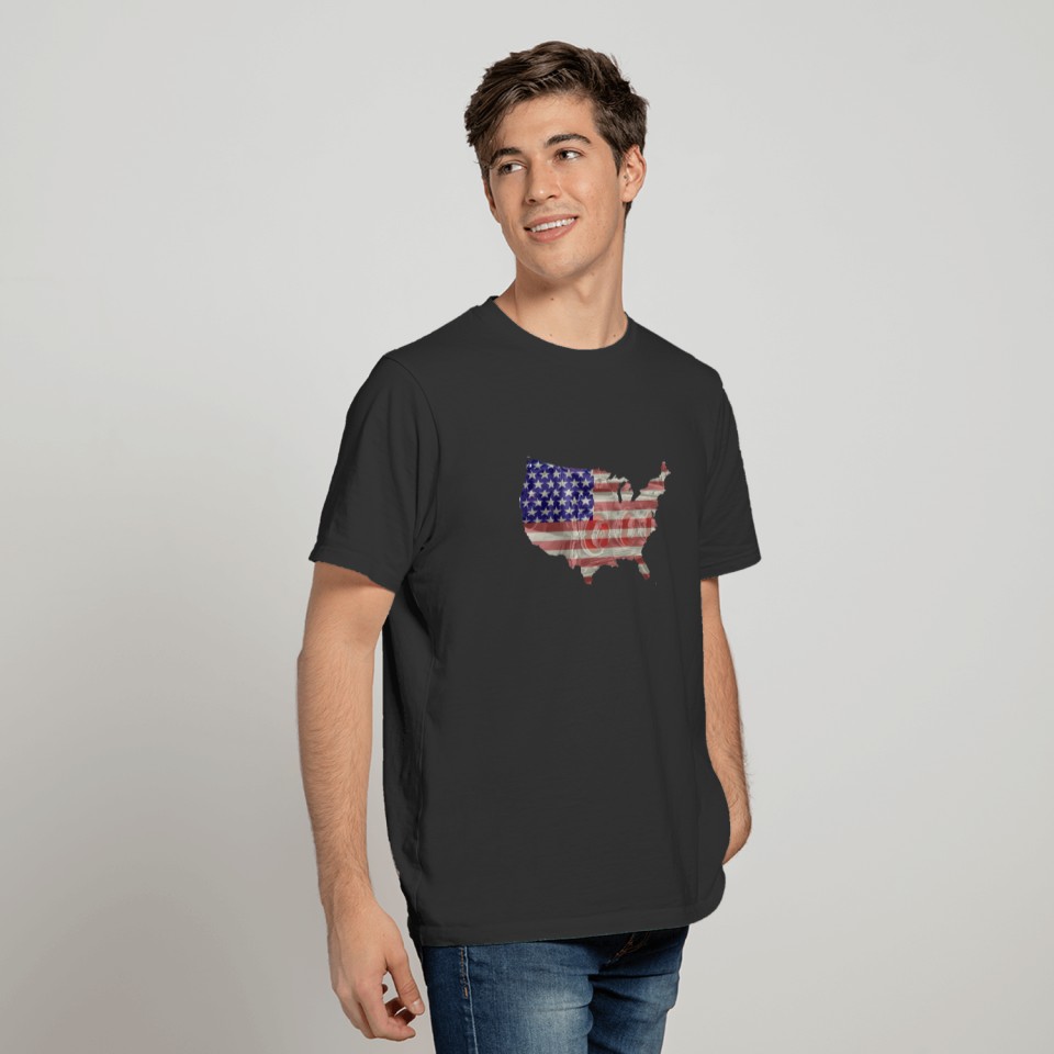 USA Flag Retro Car T-shirt