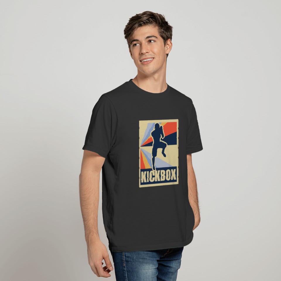 Impressive KICKBOX t-shirt design. A kickboxer in T-shirt
