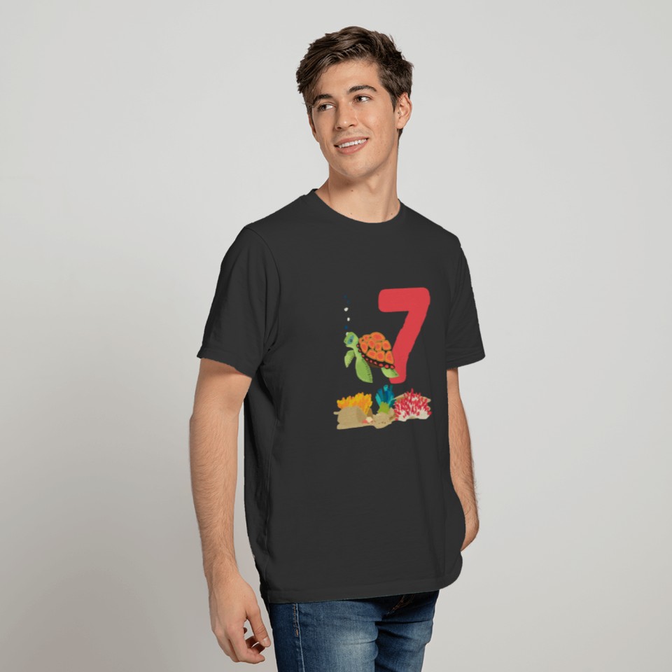 7th Birthday Shirt Kids Cartoon Turtle T-Shirt T-shirt