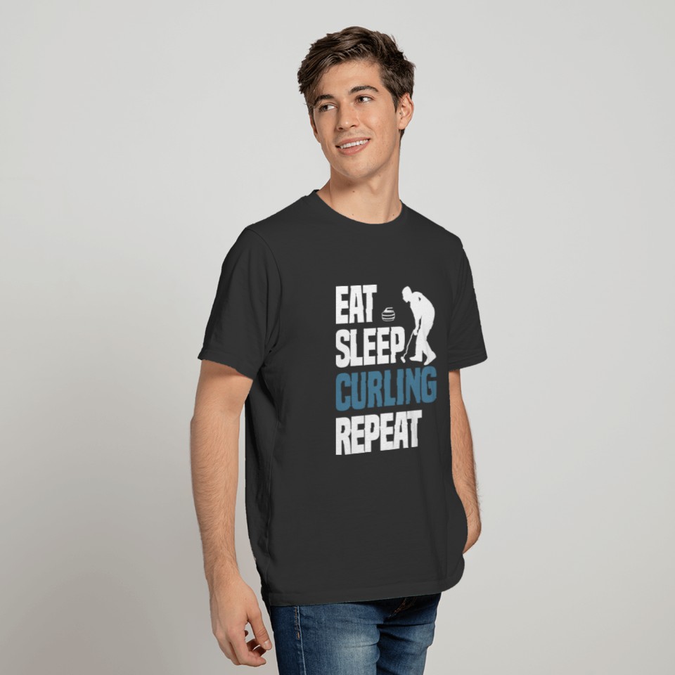 Eat Sleep Curling Player Clubs Quotes Funny GIfts T-shirt