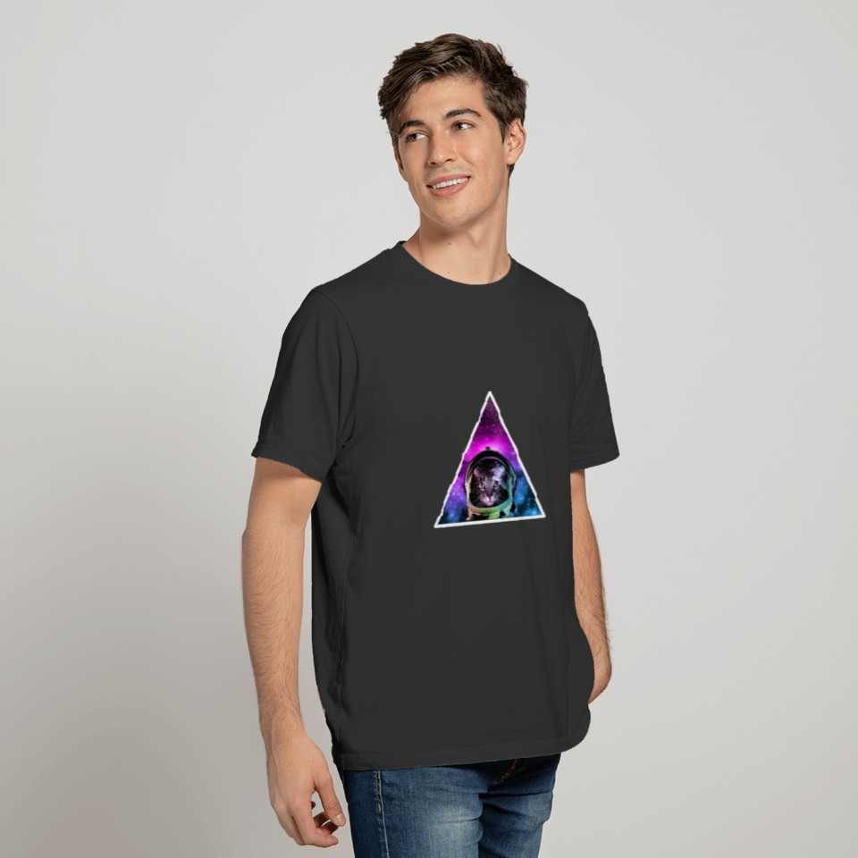 triangle of a astronaut cat for cat owner T-shirt