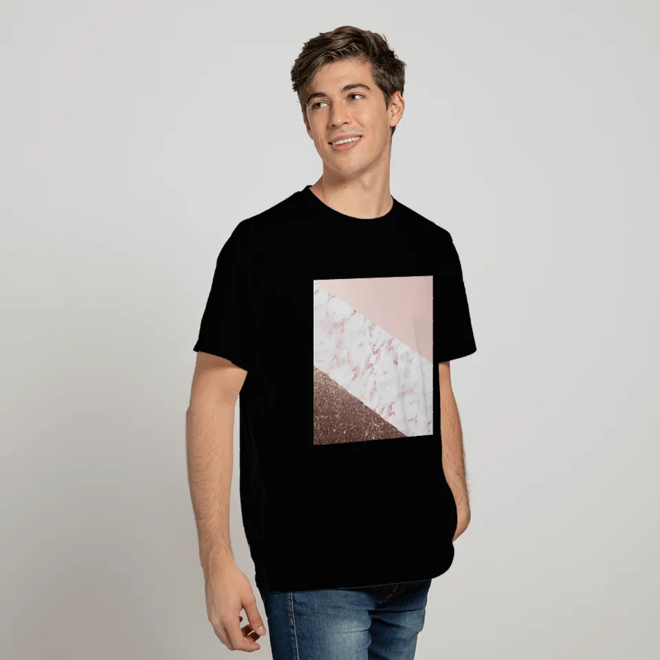 Copper pink marble color block geometric T Shirts