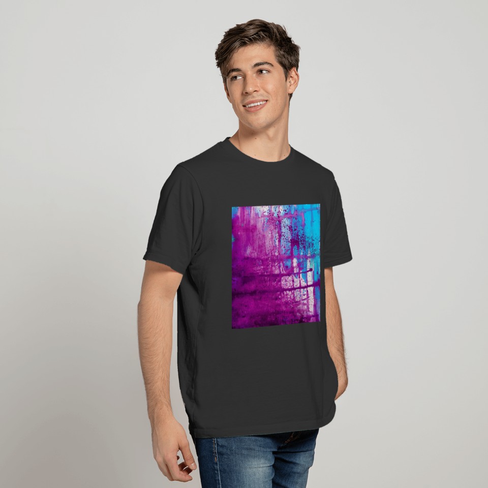 Purple Blue Abstract Grunge Painting T Shirts