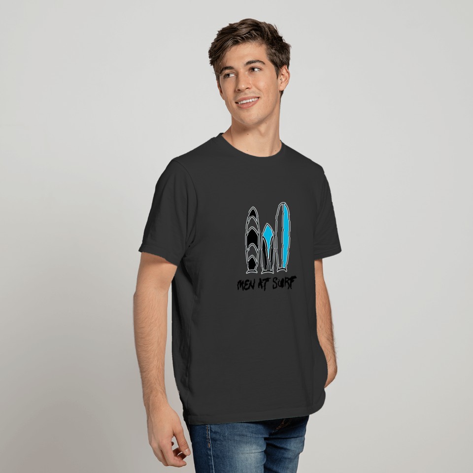 Men At Surf Surfboards At The Beach T Shirts