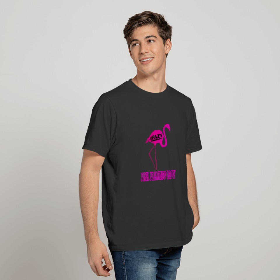 Crazy Pink Flamingo Lady Gift T Shirts