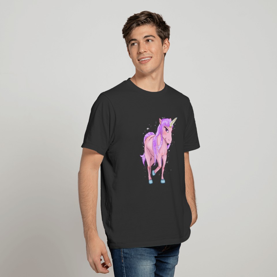 Cute Pink Unicorn Glitter Laughs Kawaii Gift Idea T Shirts