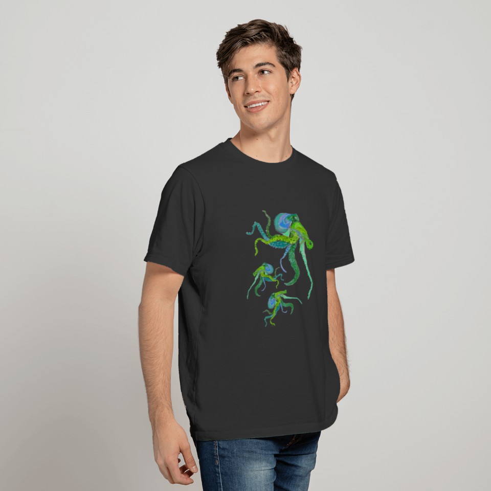 Octopus /Squid 3 (green version) T-shirt