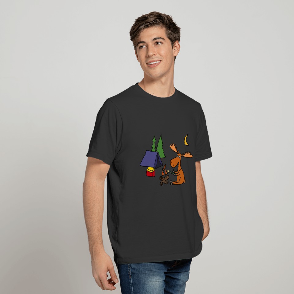 Cool funny moose camping T-shirt