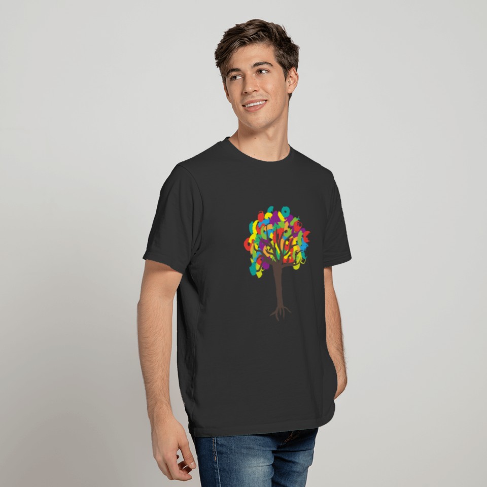 Tree in colored T-shirt