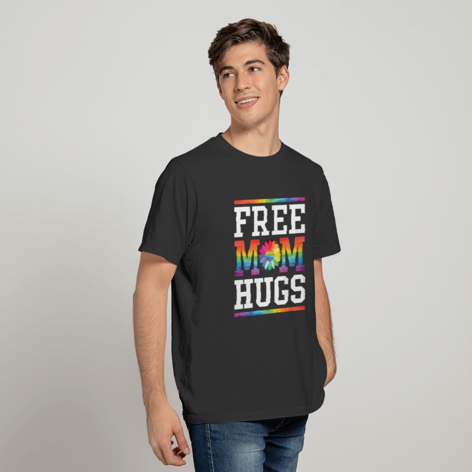 Free Mom Hugs LGBT Pride Parades Rainbow Flag T-shirt