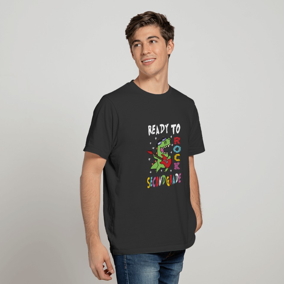 Ready To Rock Second Grade Dino Back To School T Shirts
