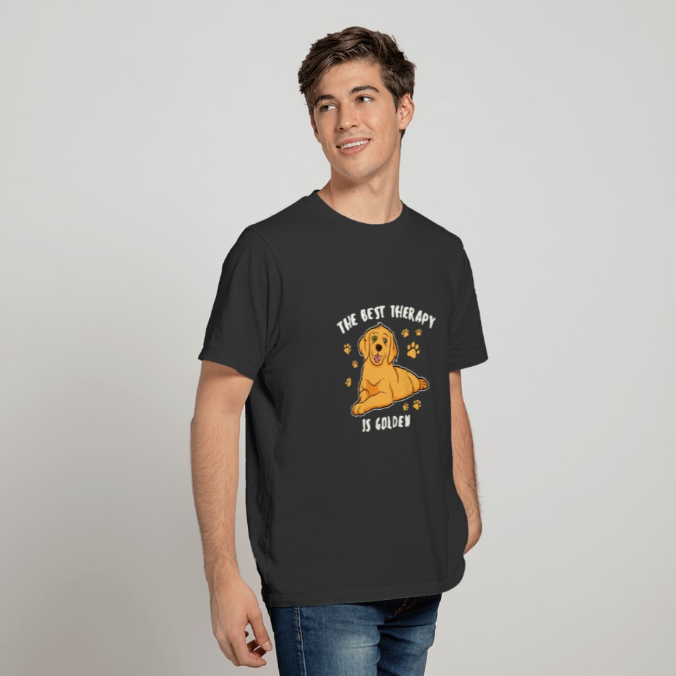 The Best Therapy Is Golden Retriever Dog Saying T-shirt