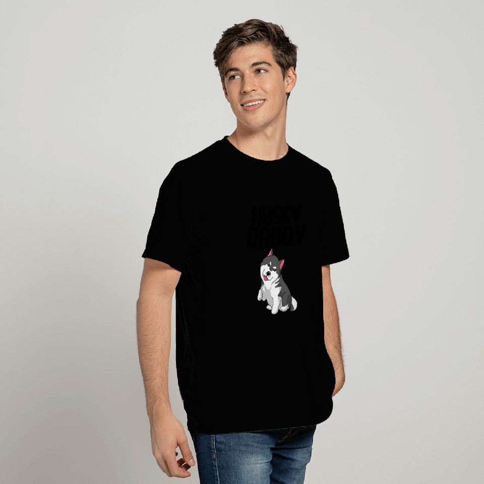 Dog Siberian Husky Puppy Daddy Cuddly Novelty T Shirts