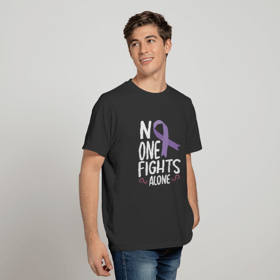Lavender Ribbon Cancer Awareness Support Suvivor T-shirt