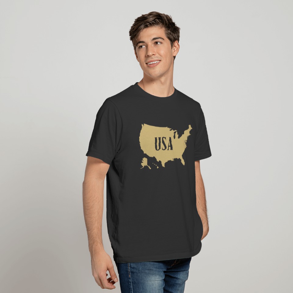 USA map gold T-shirt