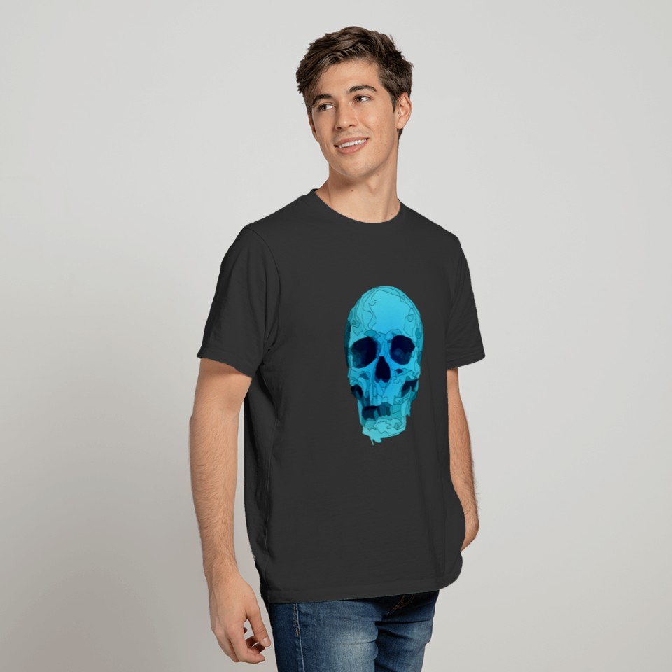 Skull colored ice blue T Shirts