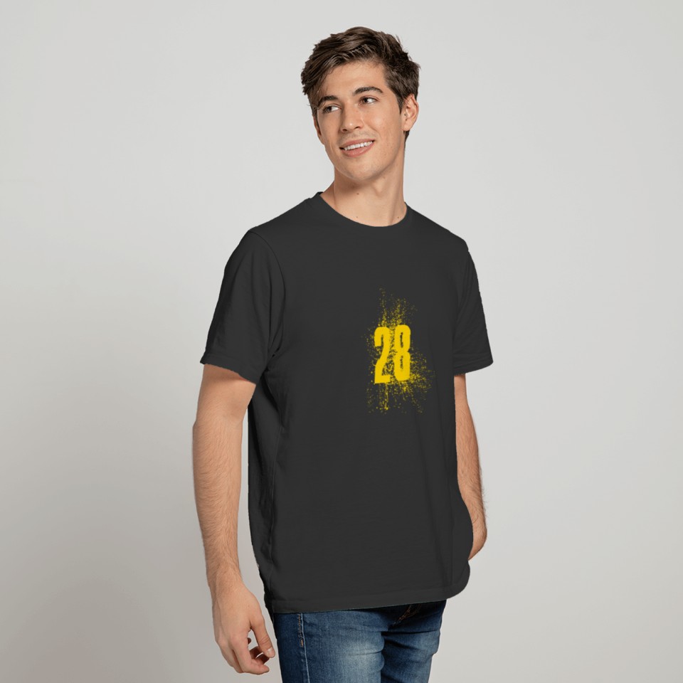 28 Number Yellow 28th Birthday Gifts Men Women T-shirt