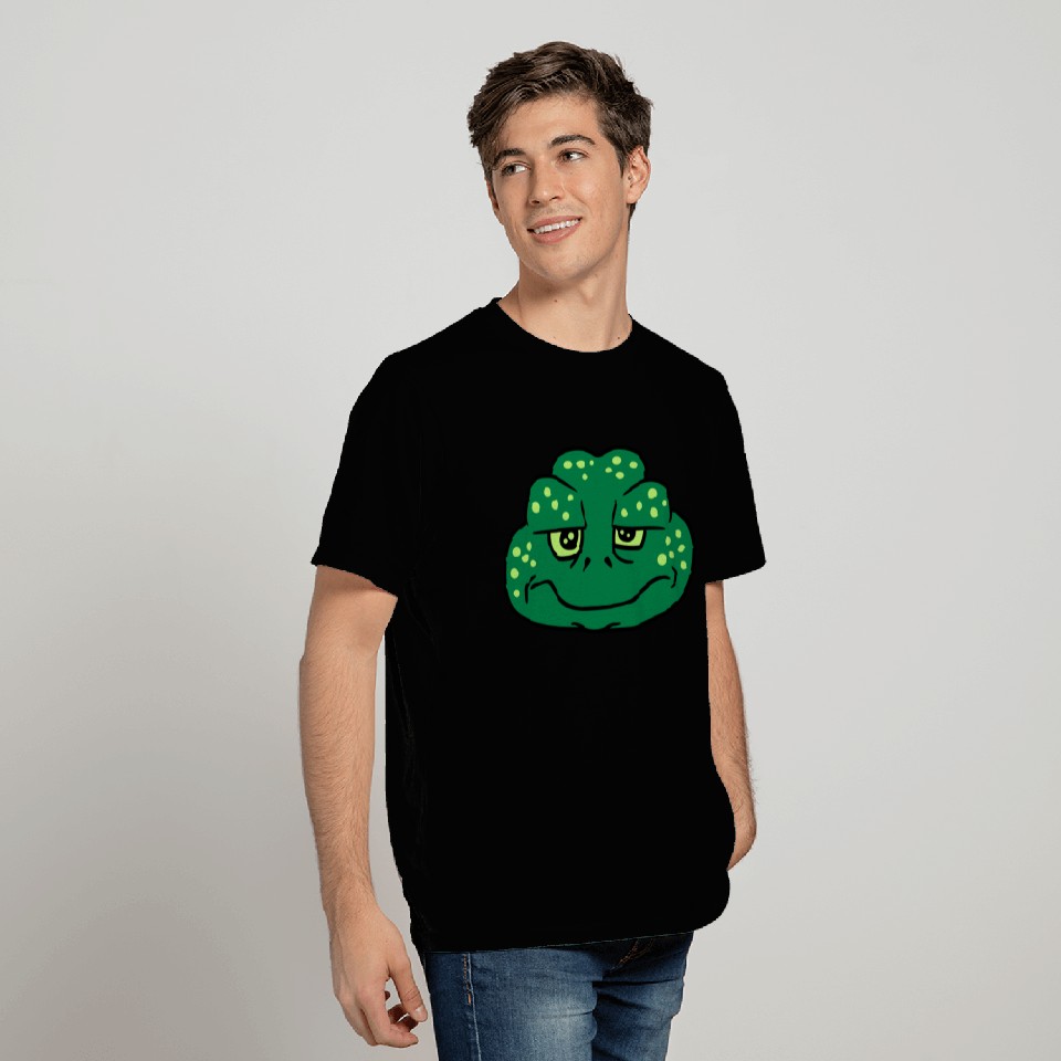 funny sad unhappy frog head toad big mouth face ey T Shirts