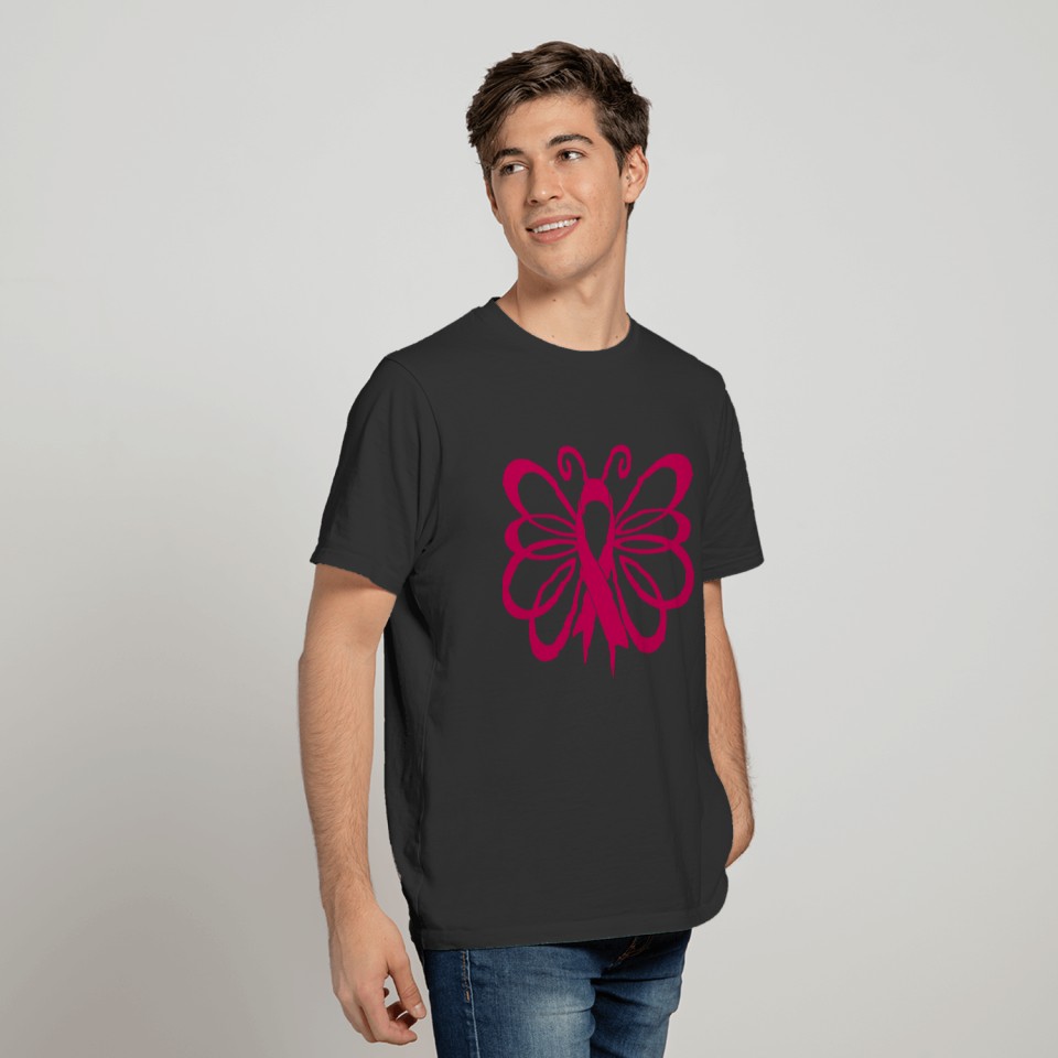 Butterfly, Breast Cancer, Pink Ribbon T Shirts