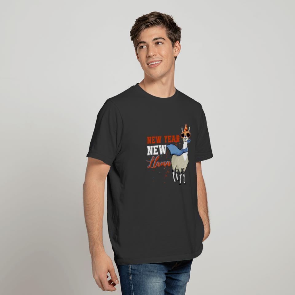 Happy New Year New Years Eve funny llama gift for T-shirt