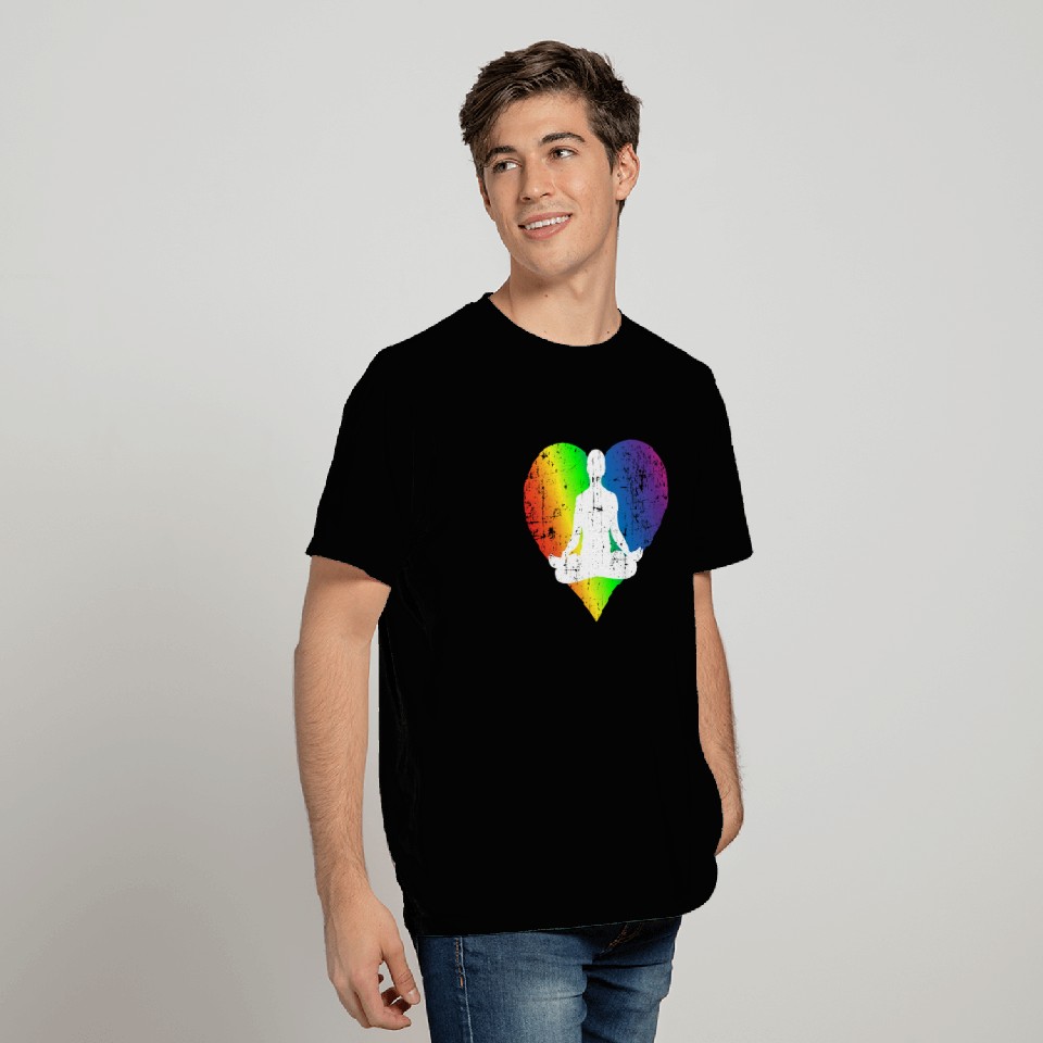 Meditation Pride Rainbow Heart T Shirts