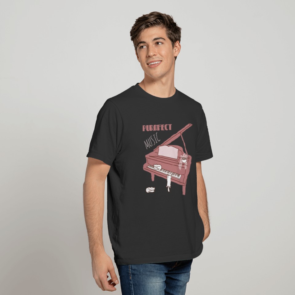 Purrfect Music Pink Piano T Shirts