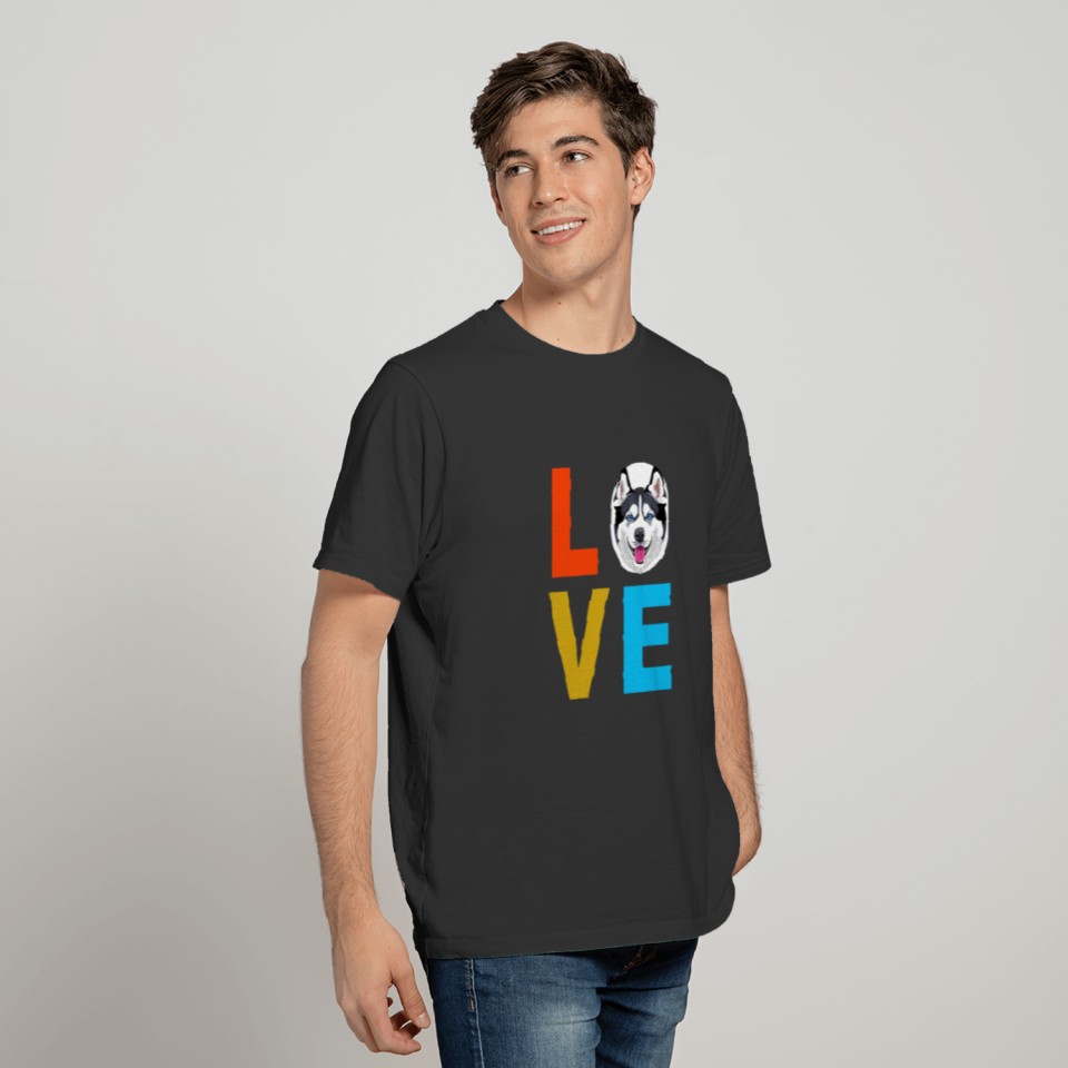 husky love puppy husky with blue eyes cute gift T Shirts