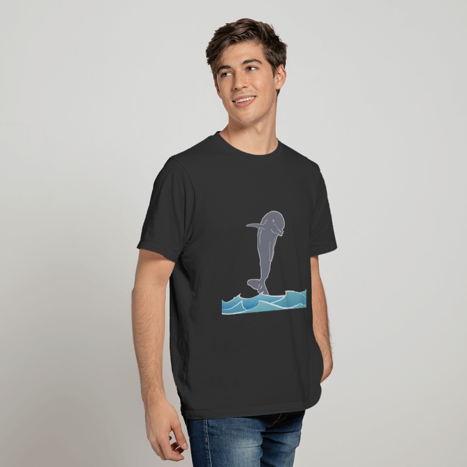 Jumping dolphin in the sea, aquatic animals, anima T-shirt