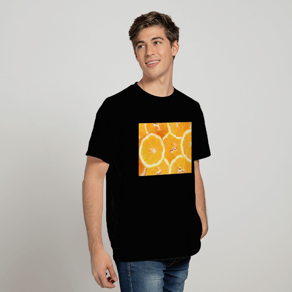 Image Of Slice Orange Fruit Background T Shirts