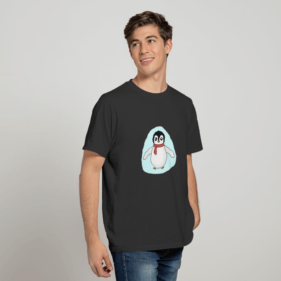 Cute Penguin With Ice Blue Background T-shirt