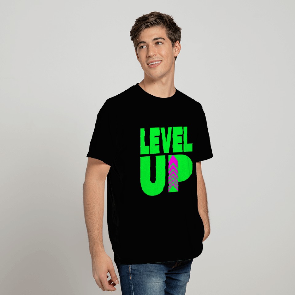 Level Up Neon Green T Shirts