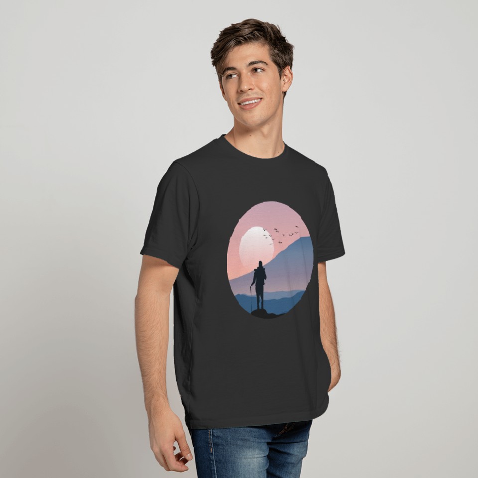 Hiker | Sunset | Mountains Landscape | Nature T-shirt