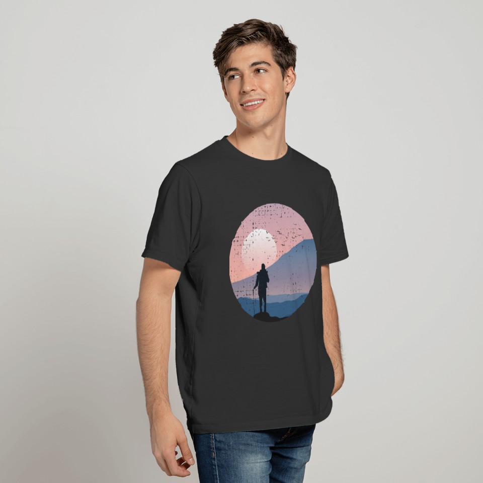 Hiker | Sunset | Mountains Landscape | Used T-shirt