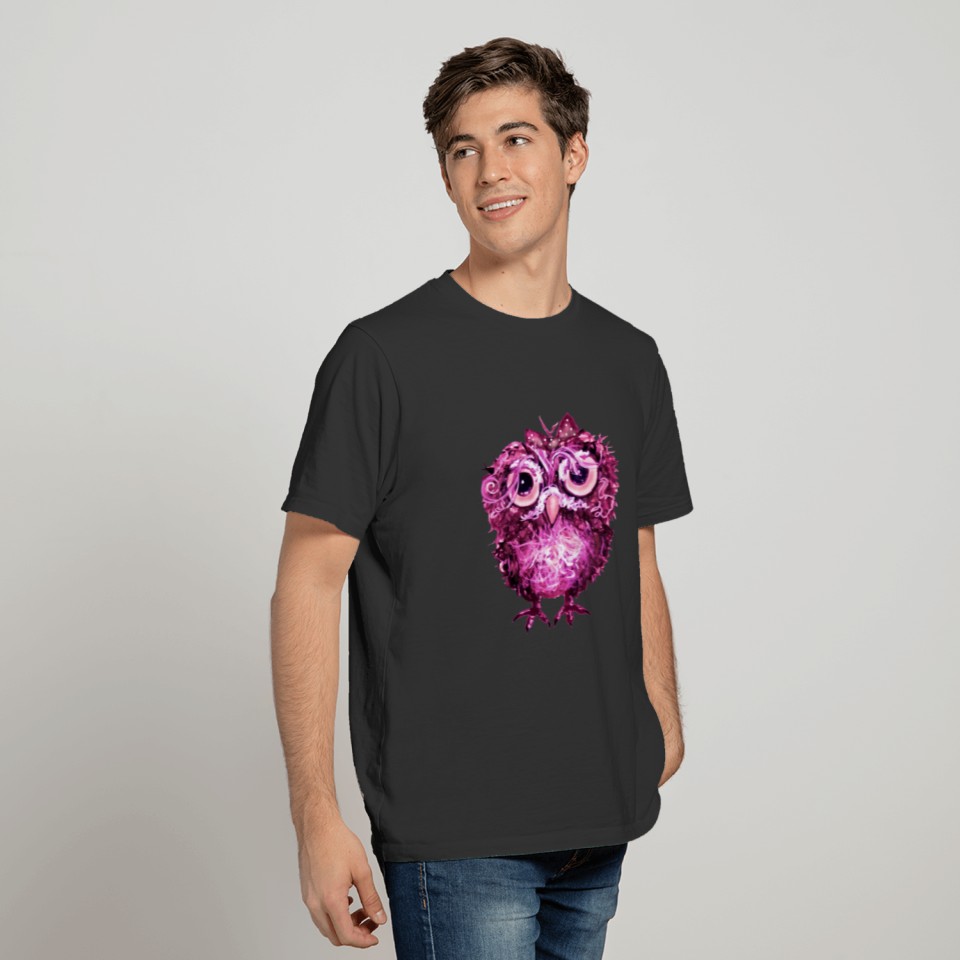 Purple pink owl watercolor art T Shirts