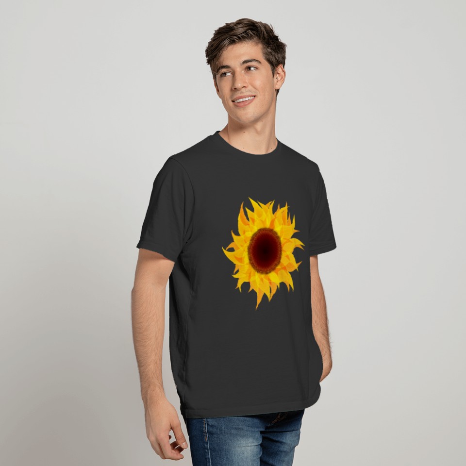 fiery flaming golden yellow shining sunflower T Shirts