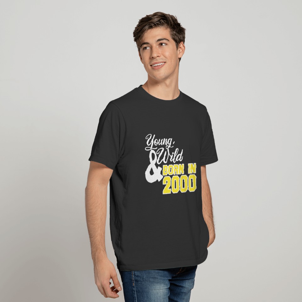 Young Wild Born in 2000 Round Birthday Gift Idea T-shirt