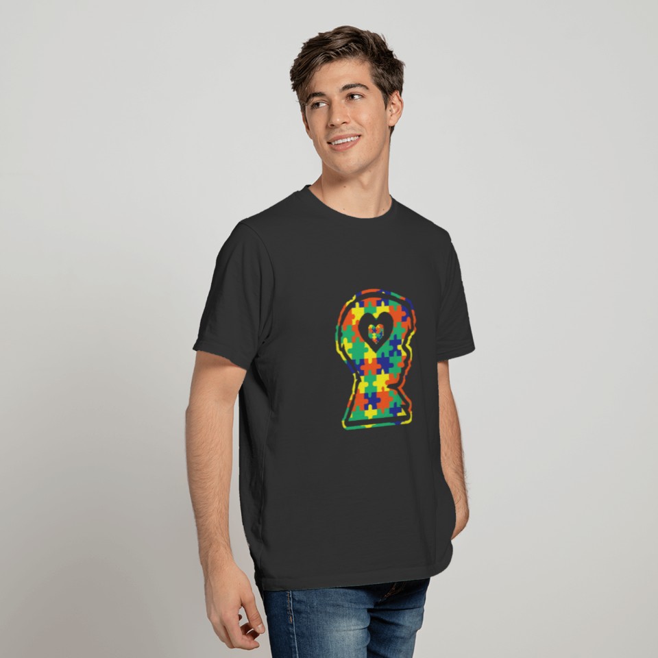 Autistic Child Colorful Puzzle Symbol Silhouette T-shirt