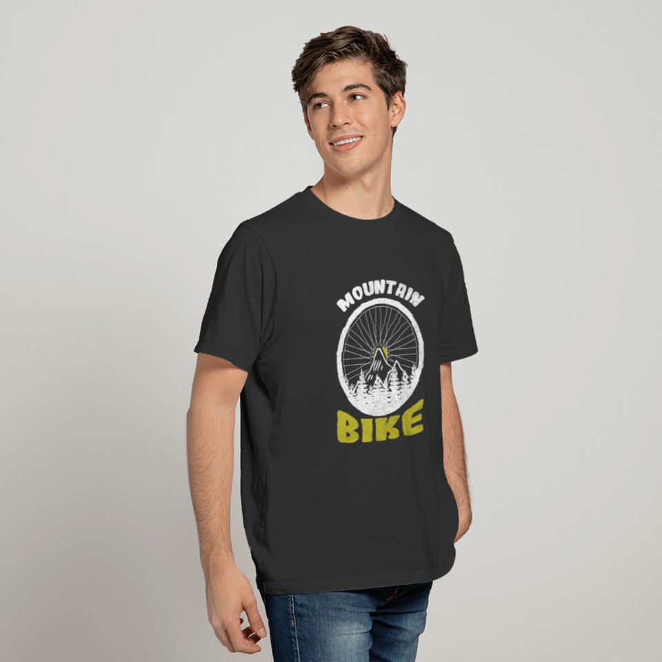 Mountain bike wheel bike bicycle tire mountains T-shirt